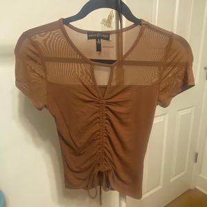 ALMOST FASHION Super soft multi material top (tan, adjustable,stretchy) S